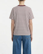 T-shirt a righe bordeaux e bianche