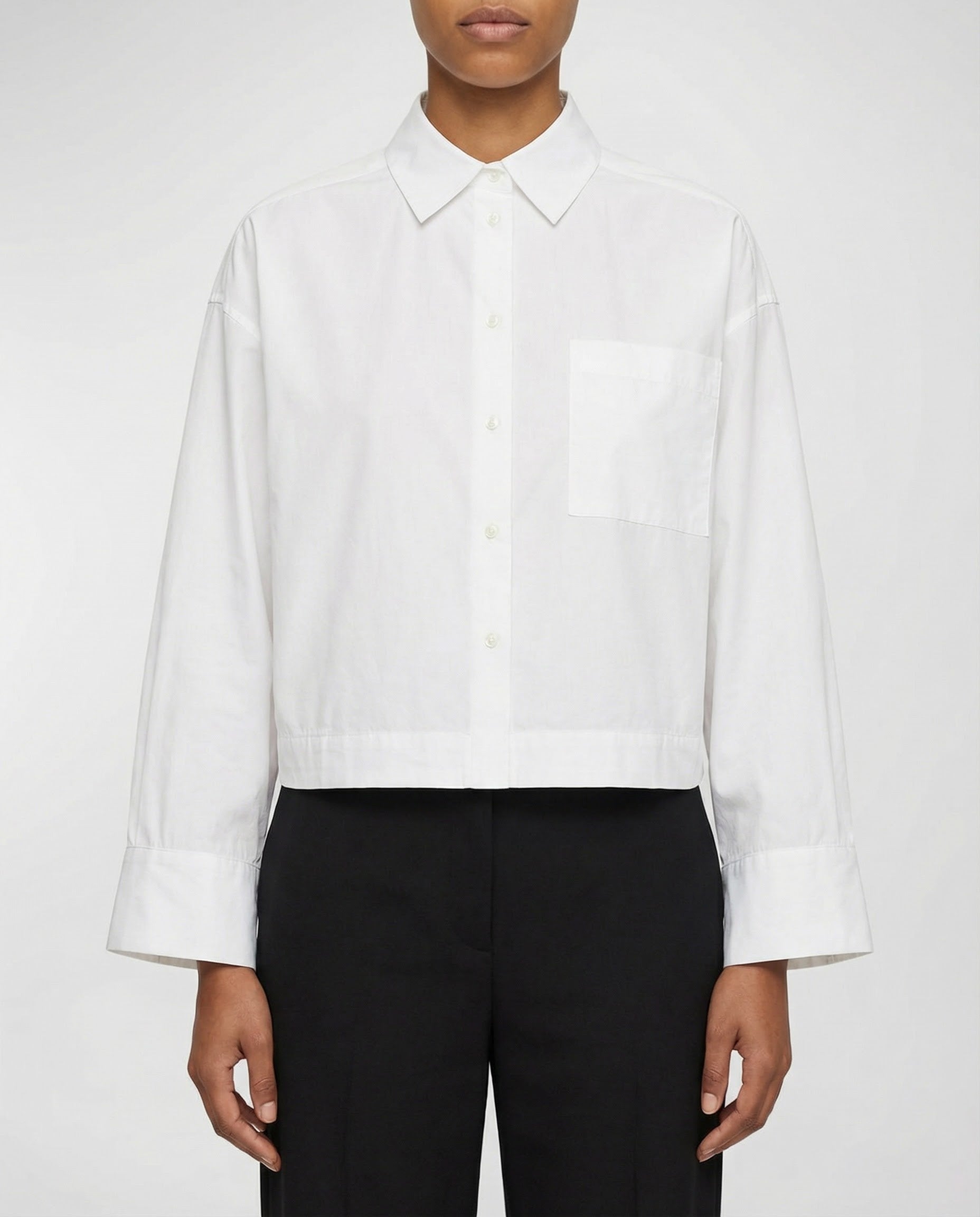 Camicia cropped in cotone