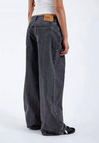 Jeans wide leg neri a vita media