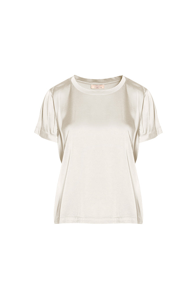 T-shirt satinata a maniche corte