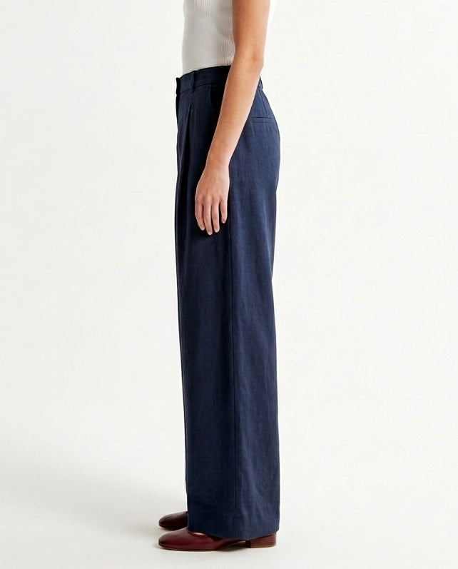 Pantalone palazzo in lyocell e lino