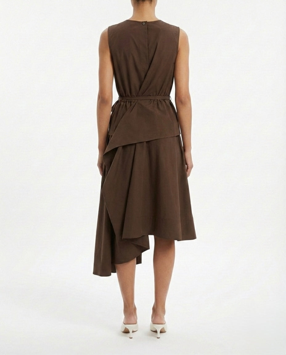 Abito midi con drappeggio laterale