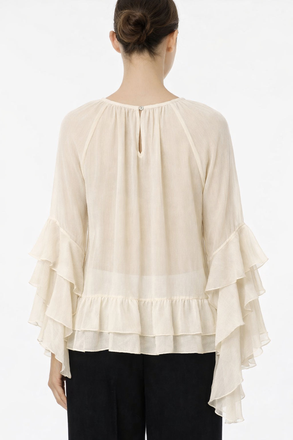Blusa con balze in chiffon