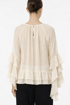 Blusa con balze in chiffon