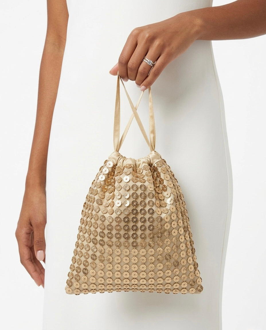 Pochette a sacchetto con paillettes