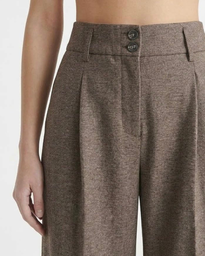 Pantalone Sartoriale Wide Leg H2O Italia Moro in Misto Viscosa e Lana