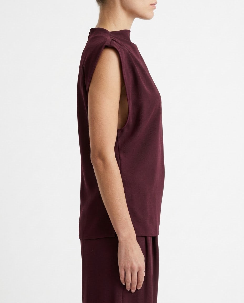Blusa drappeggiata con spalle strutturate H2O Italia Amarone