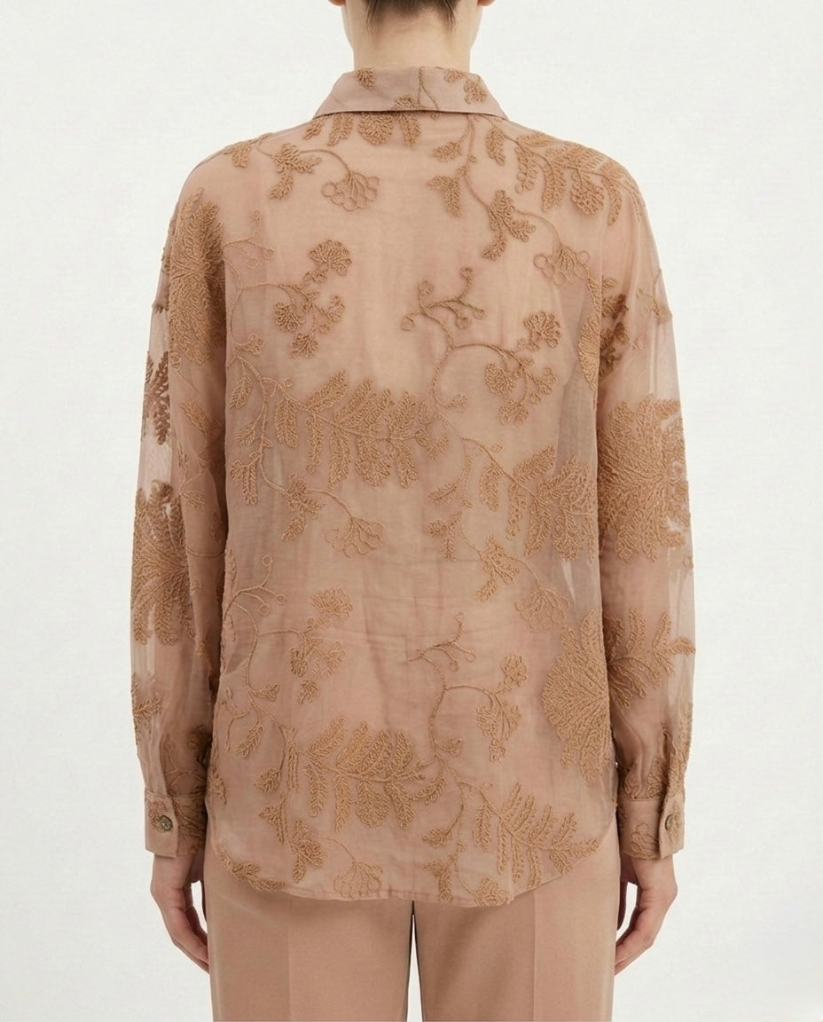 Camicia ricamata in tencel