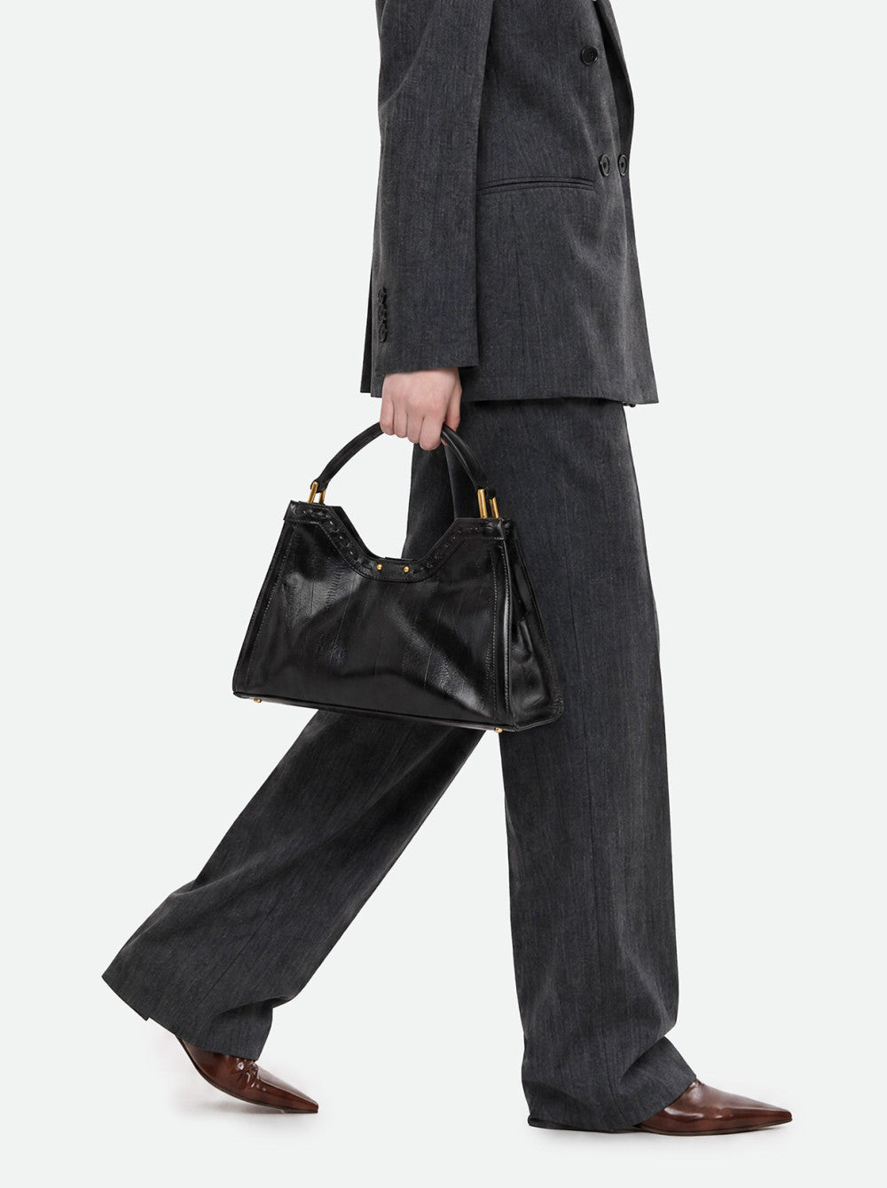 Borsa a mano in pelle anguilla Gianni Chiarini Nero