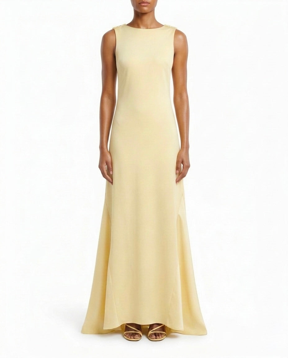 Abito lungo satinato senza maniche