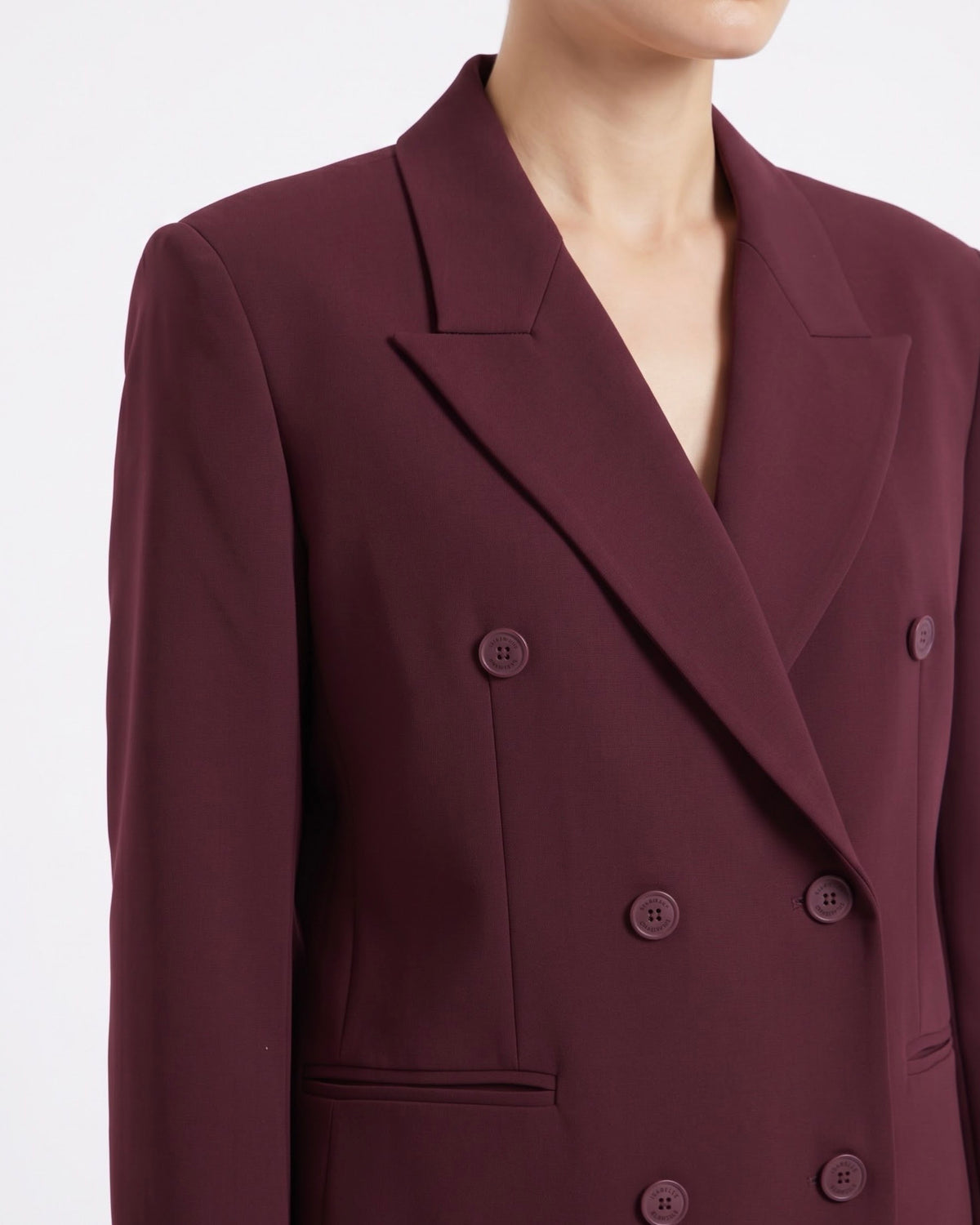 Blazer Doppiopetto Isabelle Blanche Bordeaux con Collo a Lancia