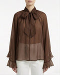 Blusa satin con fiocco
