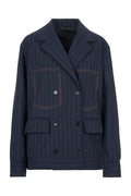Giacca Doppiopetto a Righe Blu