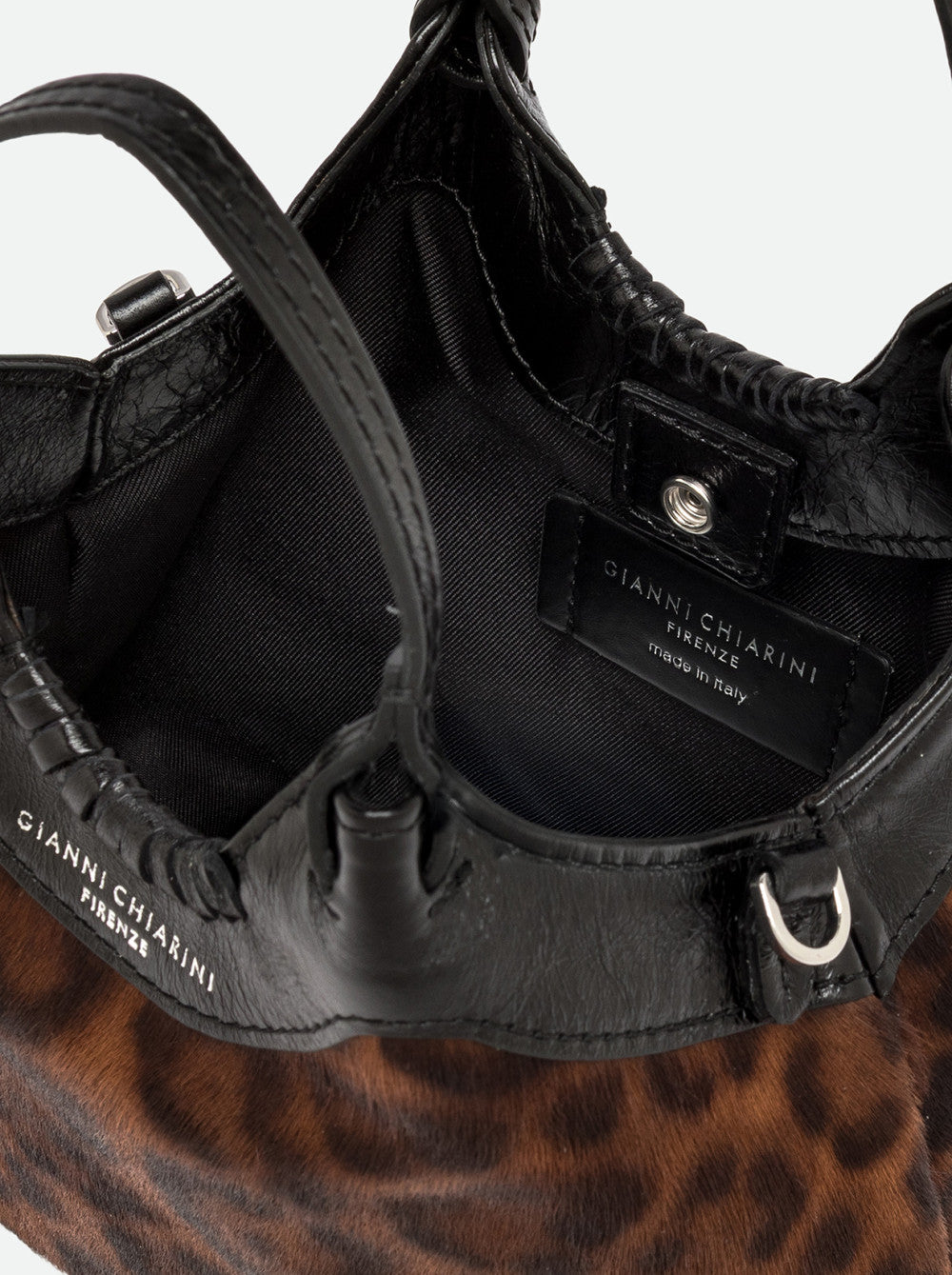 Borsa a Mano Dua Gianni Chiarini in Pelle Cavallino Leopardata Piccola