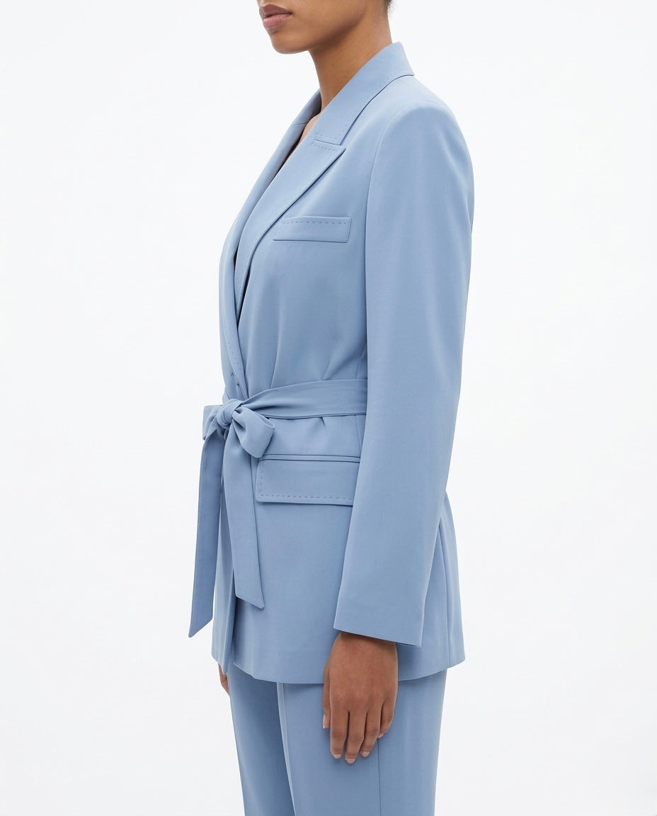 Blazer monopetto con cintura in vita