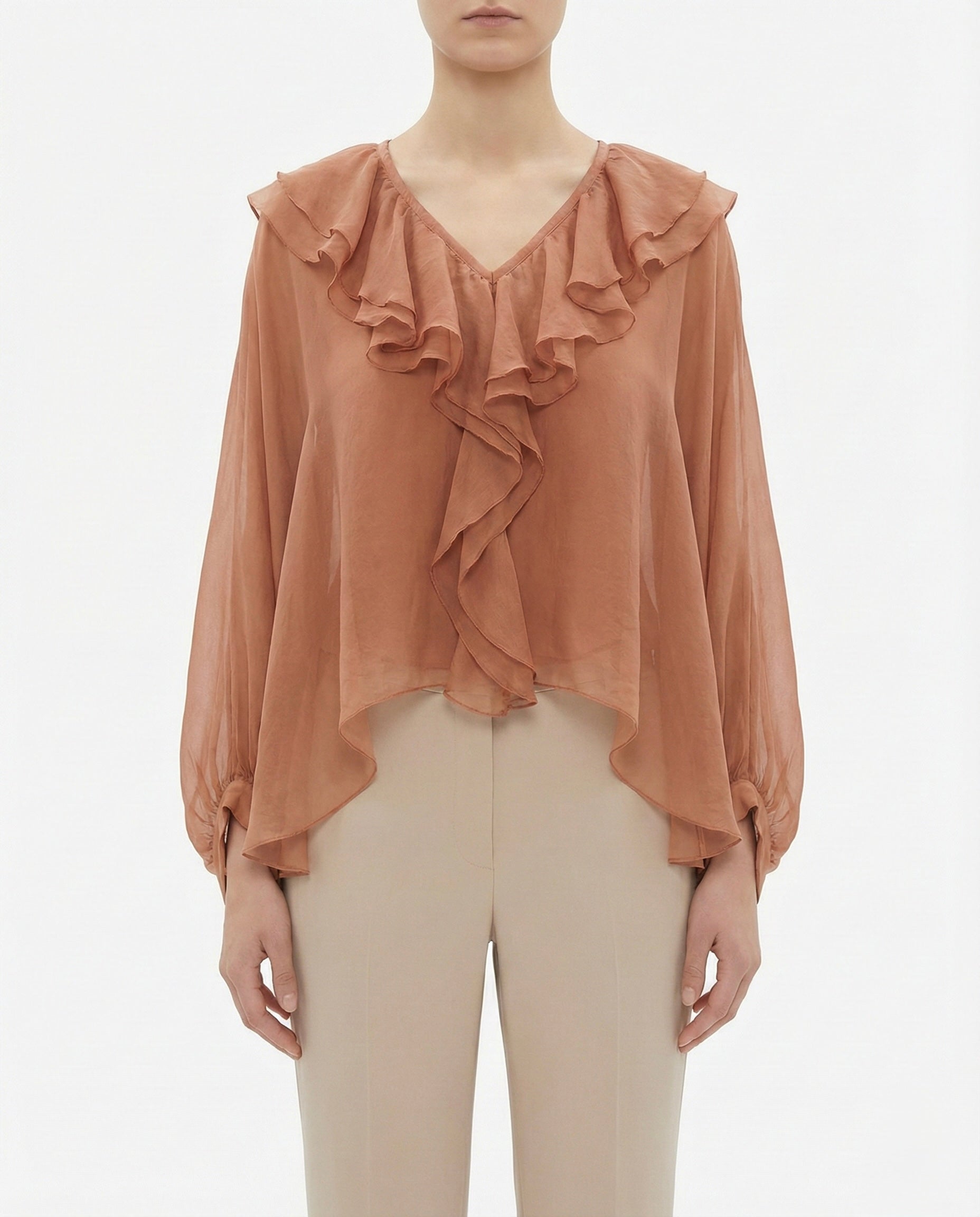Blusa in raso con volant