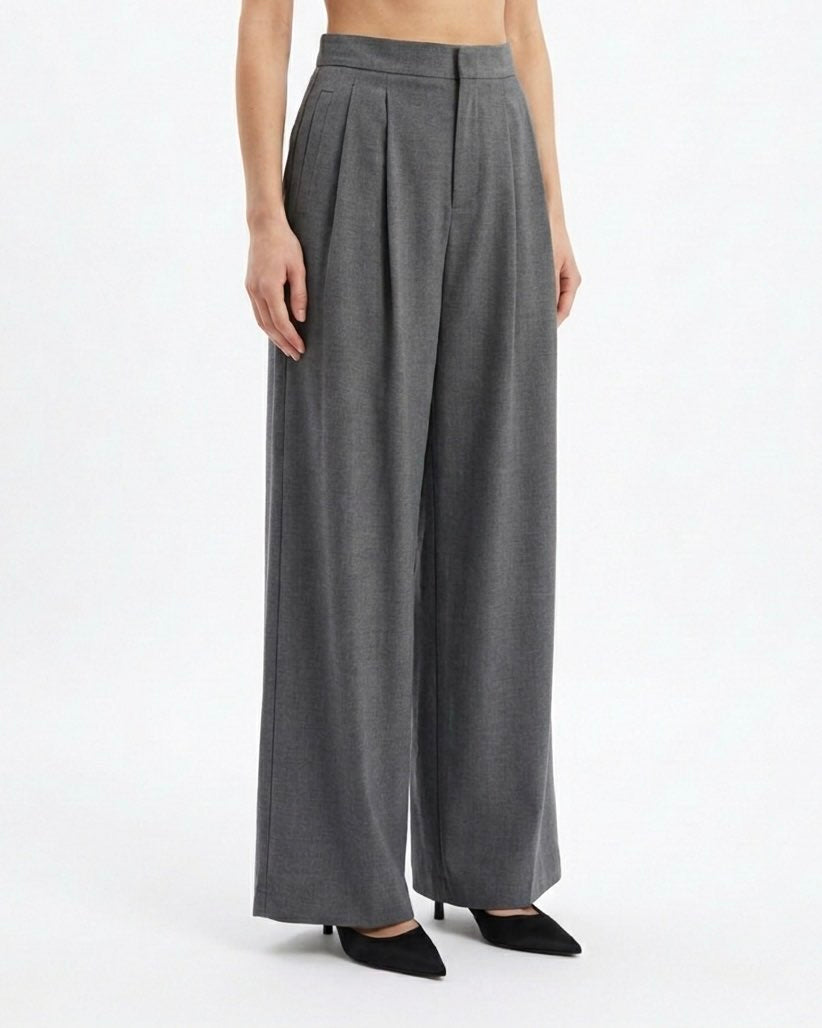 Pantalone Isabelle Blanche Wide Leg con Pieghe Blu Notte e Nero