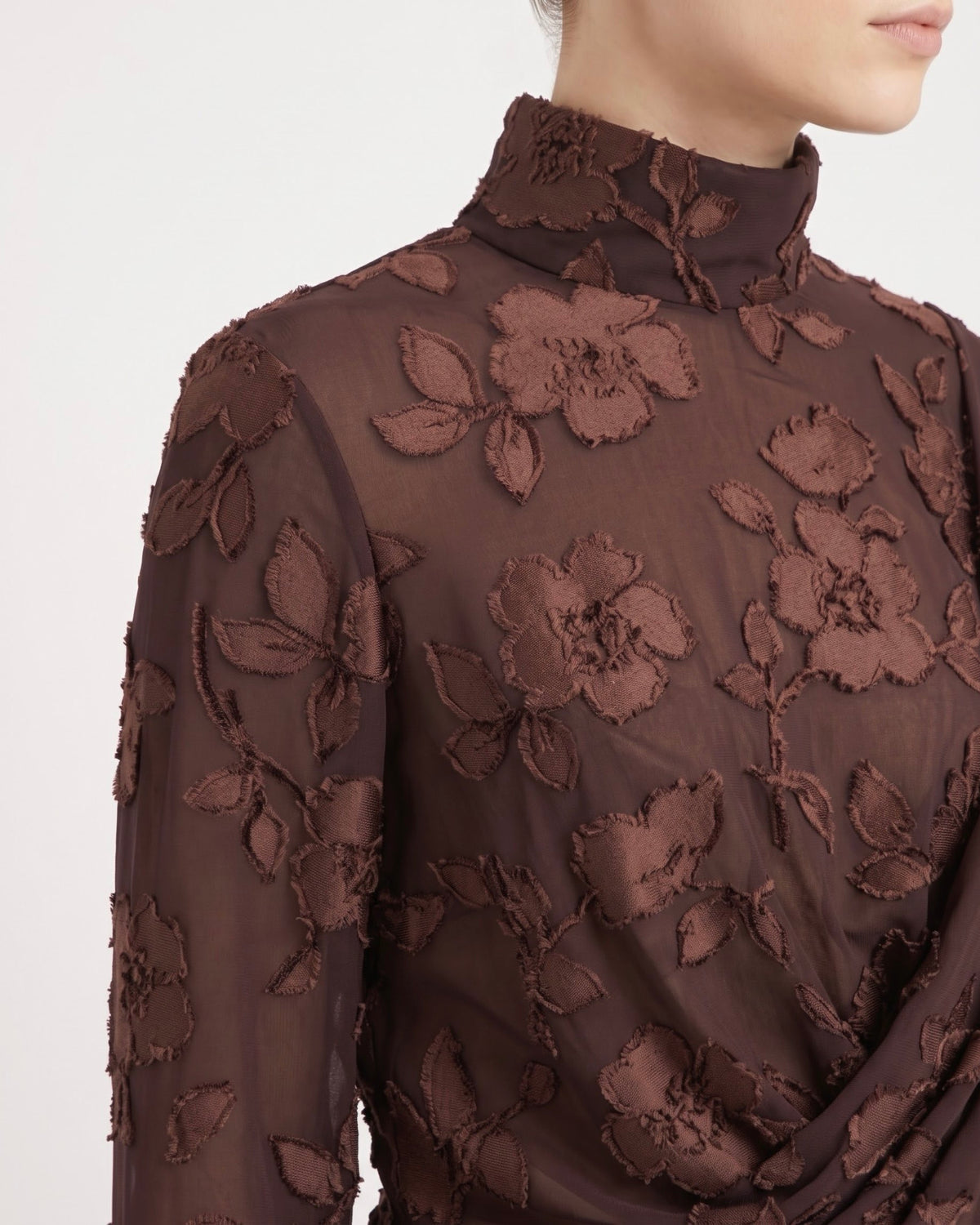 Blusa Isabelle Blanche Asimmetrica in Jersey Devoré Floreale