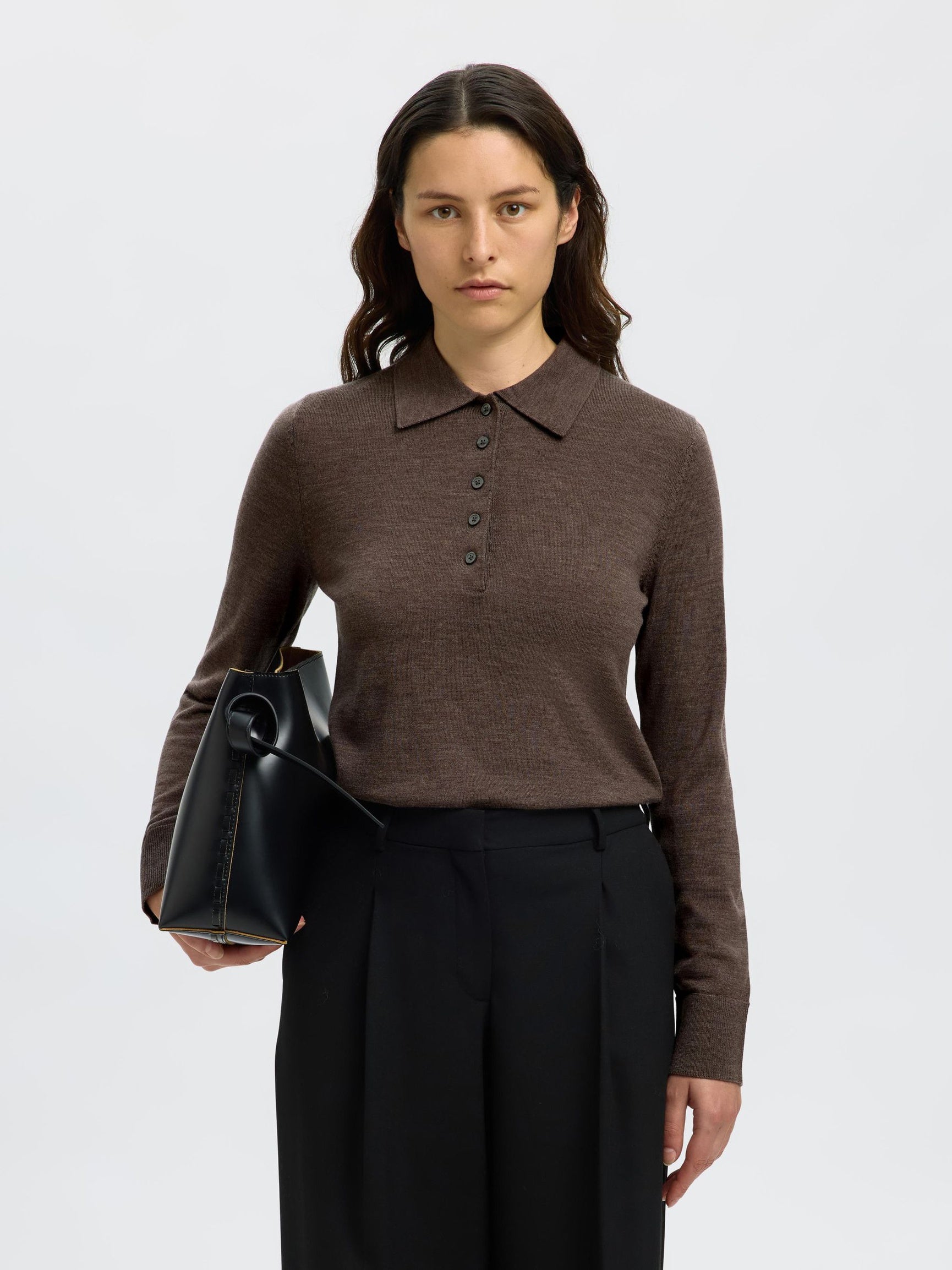 Maglia polo in lana merino