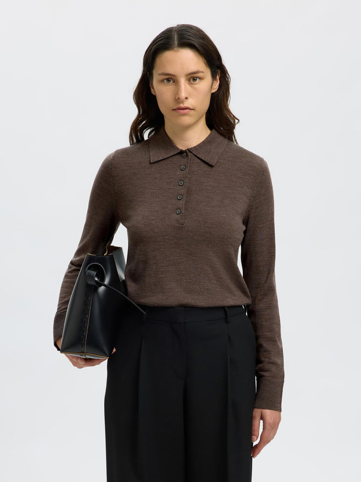 Maglia polo in lana merino