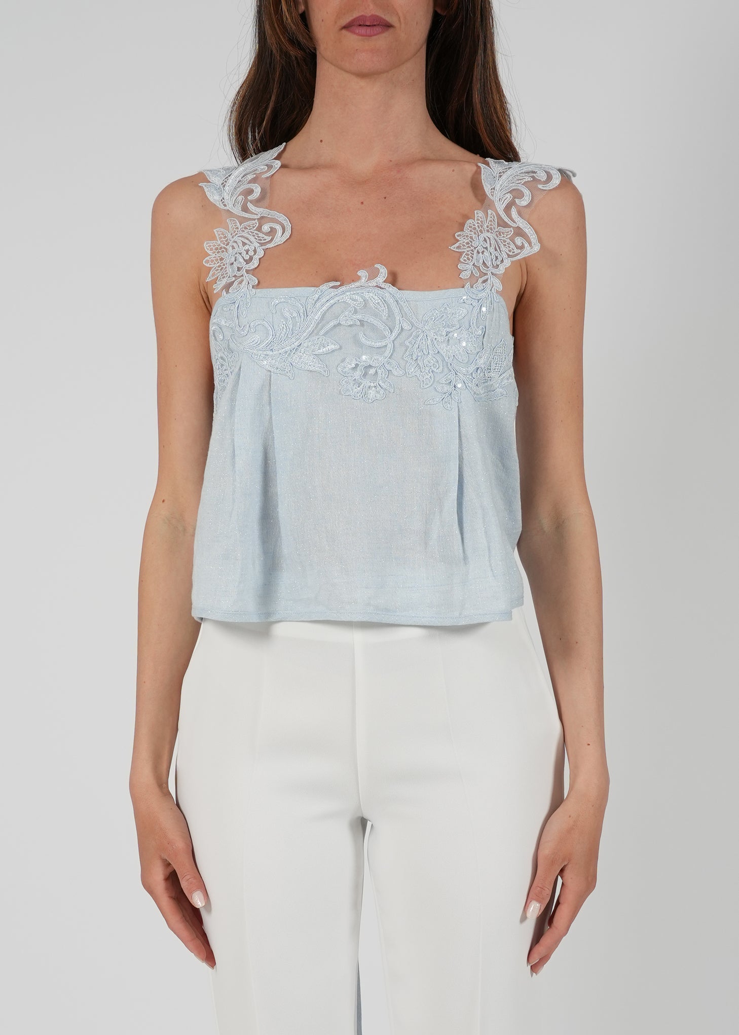 Top in Lino con Ricami