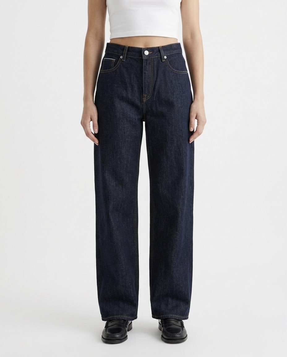 Selected Femme Jeans wide leg in cotone Denim scuro