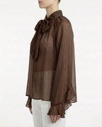 Blusa satin con fiocco
