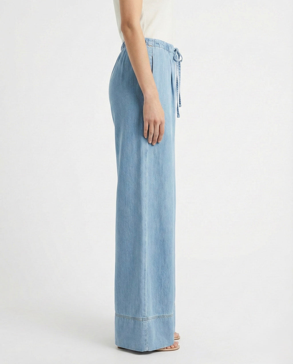 Pantaloni palazzo in denim chiaro