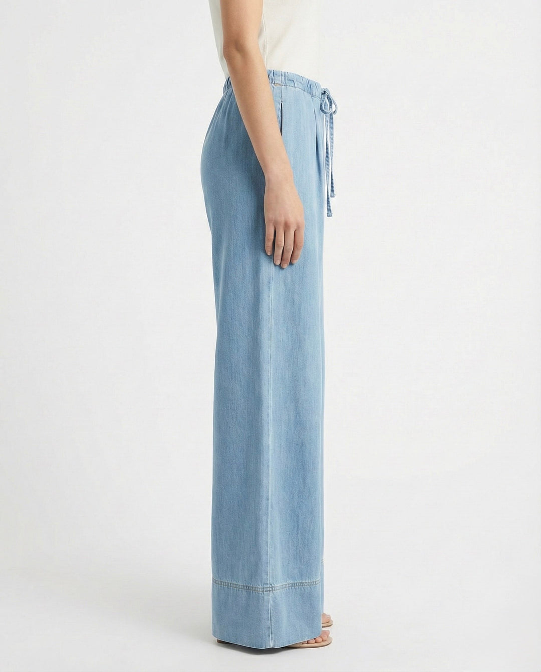 Pantaloni palazzo in denim chiaro
