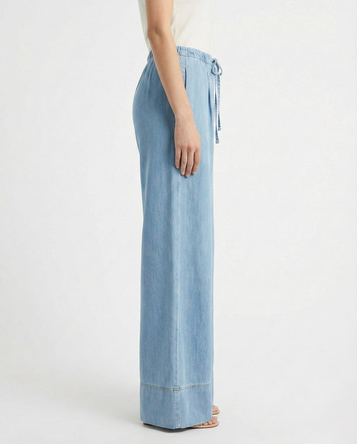 Pantaloni palazzo in denim chiaro