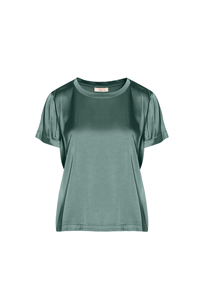 T-shirt satinata a maniche corte