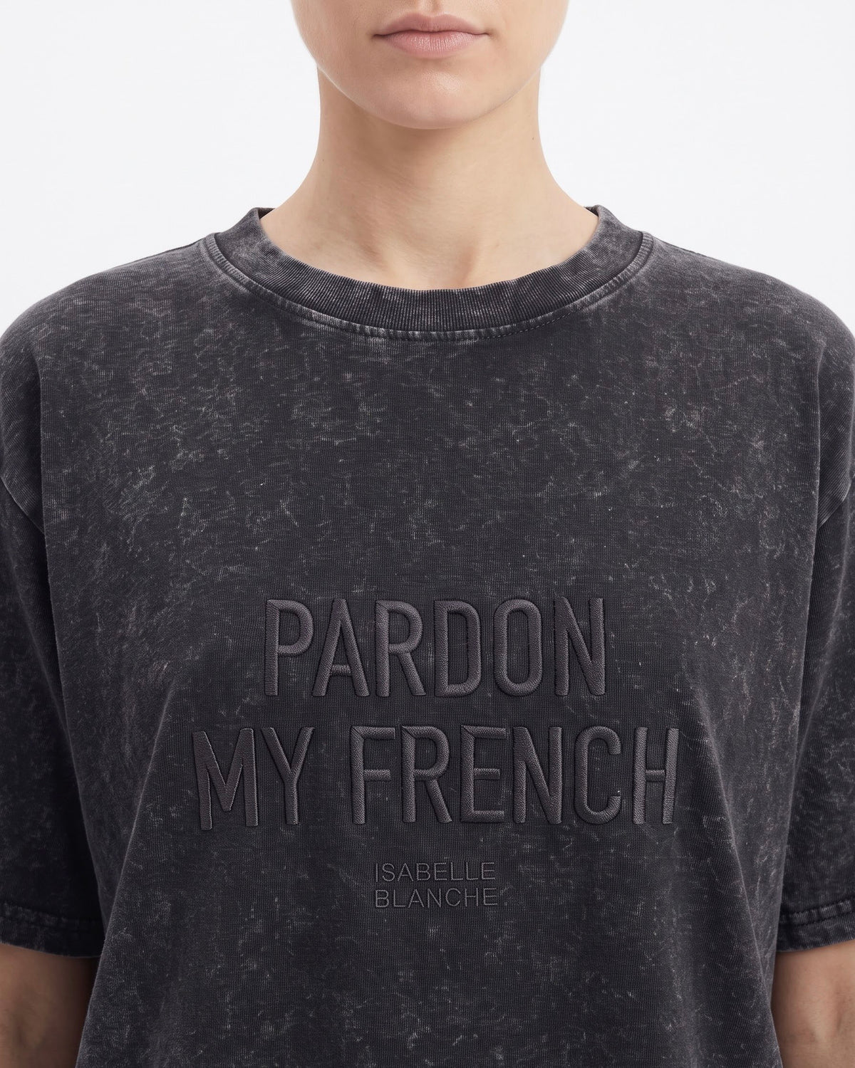 T-Shirt Isabelle Blanche a Manica Corta con Ricamo “Pardon My French”