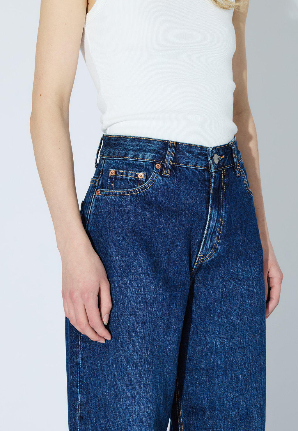 Jeans wide leg blu a vita alta