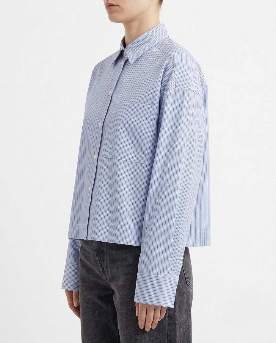 Selected Femme Camicia cropped oversize a righe
