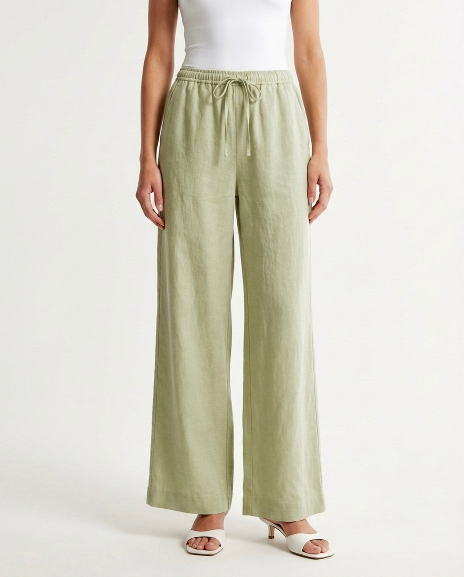 Pantalone in lino con elastico