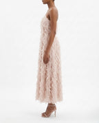Abito midi con spalline e frange