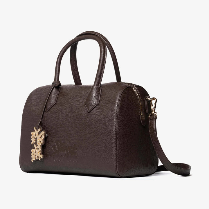 Borsa bauletto marrone in ecopelle martellata