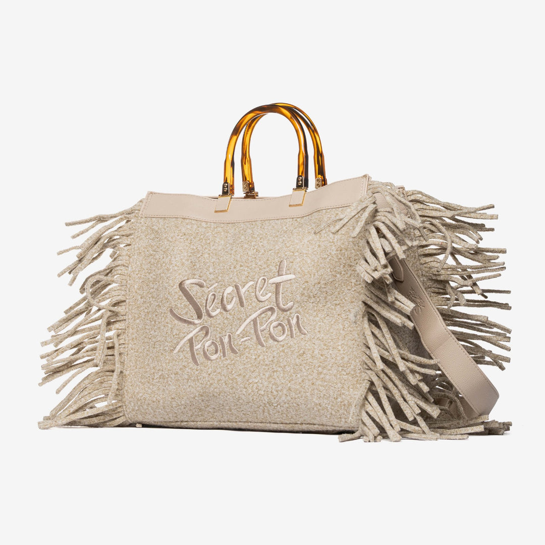 Jacqueline Tote Small frange e manici bambo