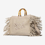 Jacqueline Tote Small frange e manici bambo