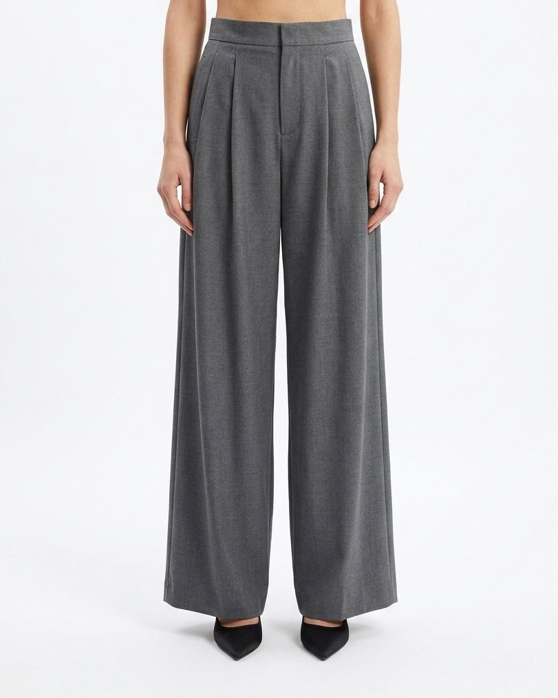 Pantalone Isabelle Blanche Wide Leg con Pieghe Blu Notte e Nero