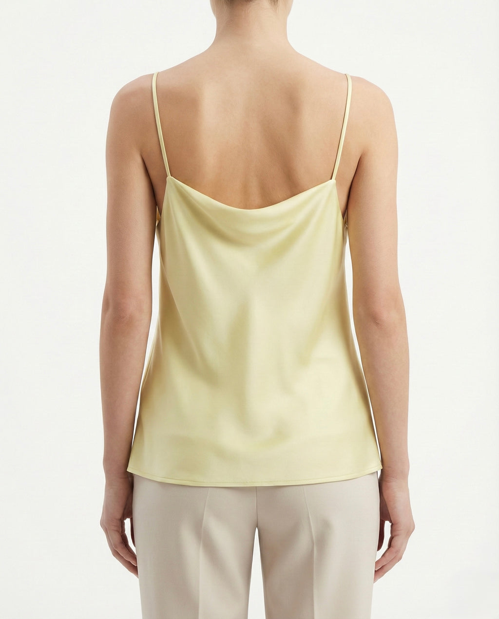 Top in raso con scollo drappeggiato e