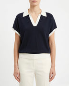 Polo in filo in cotone e lino