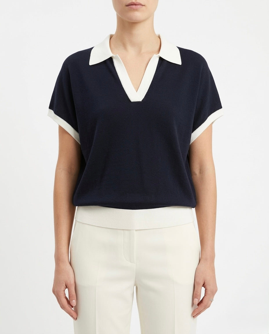 Polo in filo in cotone e lino