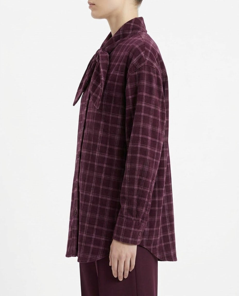 Camicia H2O Italia a Quadri Amarone in 100% Cotone con Fiocco al Collo