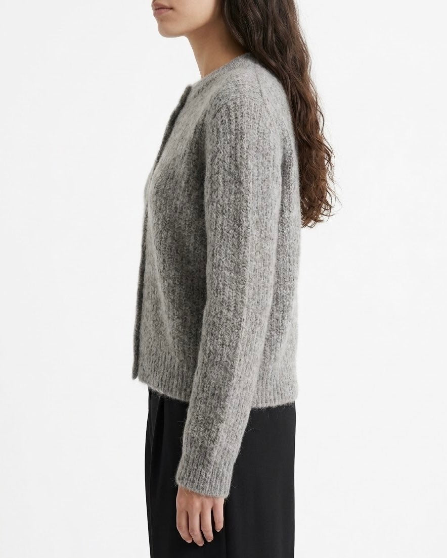 Cardigan Selected Femme in Alpaca RAS con Bottoni Rivestiti