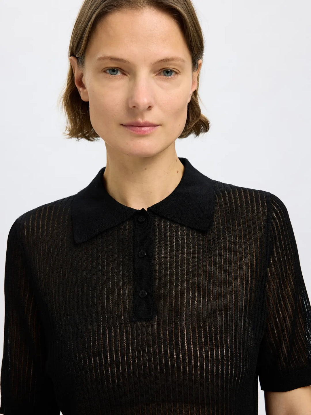 Polo Maglia Beige in Maglia a Costine