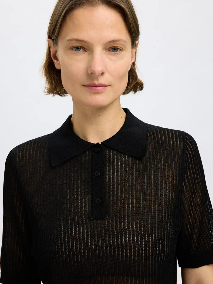 Polo Maglia Beige in Maglia a Costine
