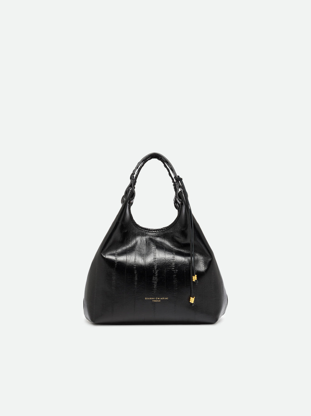 Borsa a Mano Dua Gianni Chiarini in Pelle Anguilla Nera Media