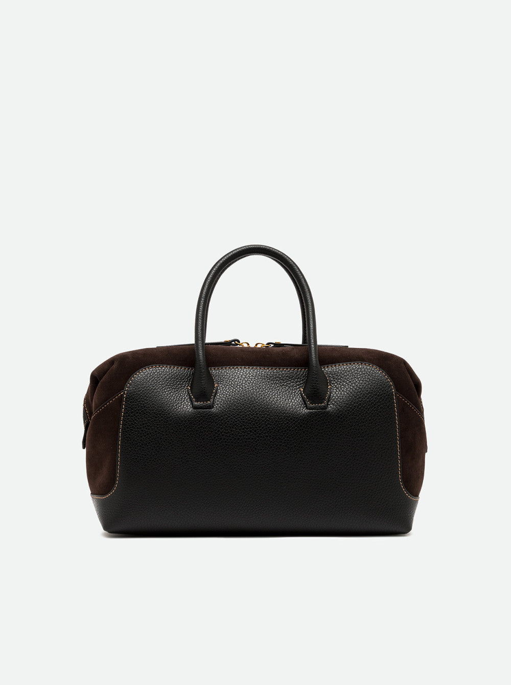 Borsa a Mano Gianni Chiarini Gemma Grande in Pelle Martellata e Camoscio Nero e Moka