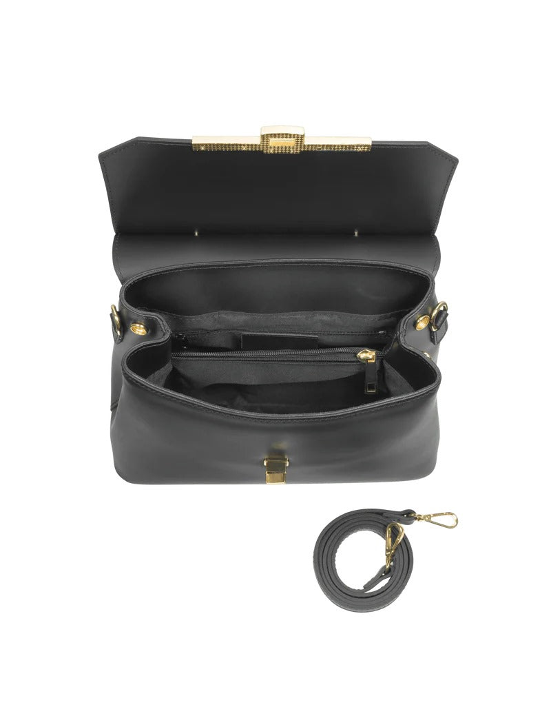 Borsa a Mano con tracolla e Dettagli Oro